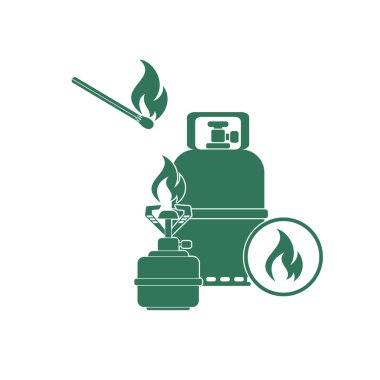 Kamp ocağı gaz şişesi simge vektör ile. Vektör çizim