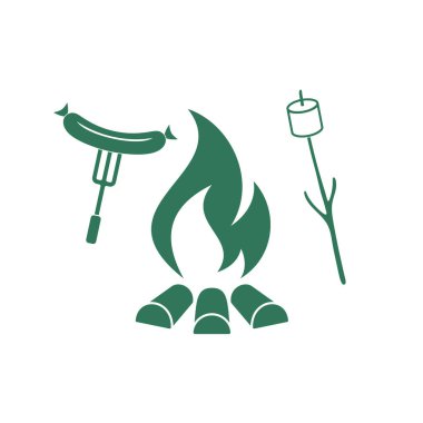 Izgara sosis ve zephyr simgesi. Vektör illustratio