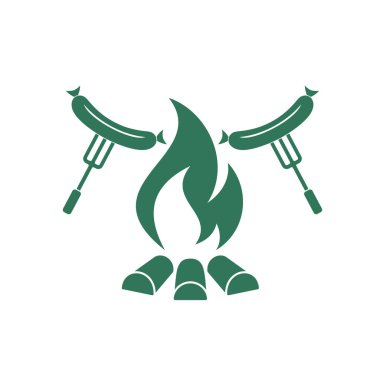 Izgara sosis simgesi. Vektör illustratio