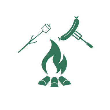 Izgara sosis ve zephyr simgesi. Vektör illustratio