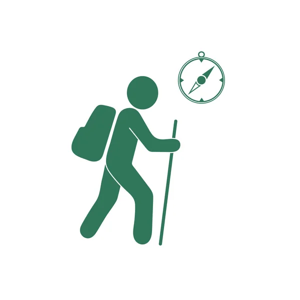 徒步旅行者用罗盘图标 矢量图案 — 图库矢量图片