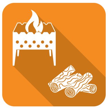 Mangal ve yakacak odun simgesi. Vektör illustratio
