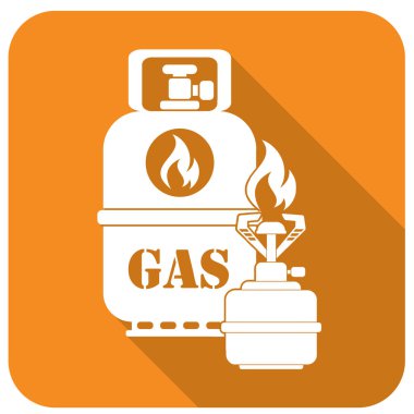 Kamp ocağı gaz şişesi simge vektör ile. Vektör çizim