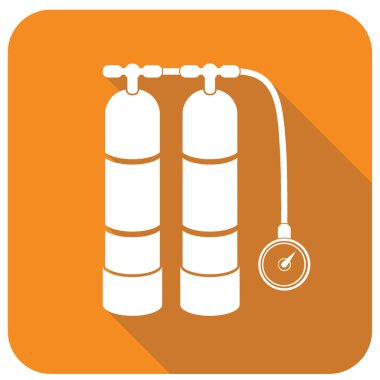 Tüplü vektör çizim. Dalış ekipman vektör işareti. Aqualung yüzme için