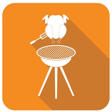 Barbekü ızgara tavuk simgesi olan. Vektör illustratio