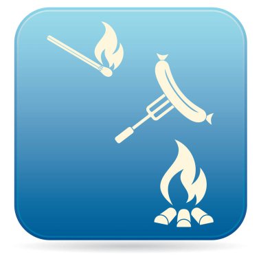 Izgara sosis simgesi. Vektör illustratio