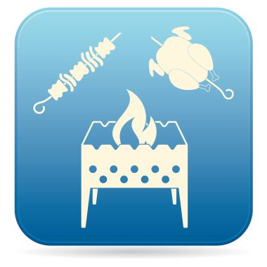 Mangal, kebap ve tavuk. Vektör illustratio