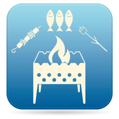 Mangal zephyr, kebap ve balık simgesi. Vektör illustratio