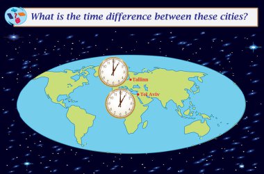 Mantıksal görev. Bu şehirler arasındaki zaman farkı nedir? Vektör çizim