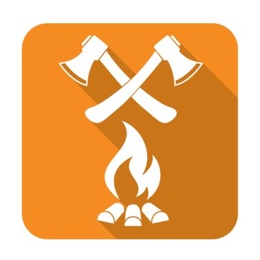 Balta ve kamp ateşi simgesi. Düz vektör illustratio