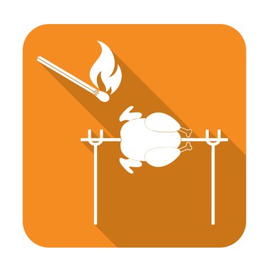 Izgara tavuk simgesi. Vektör illustratio