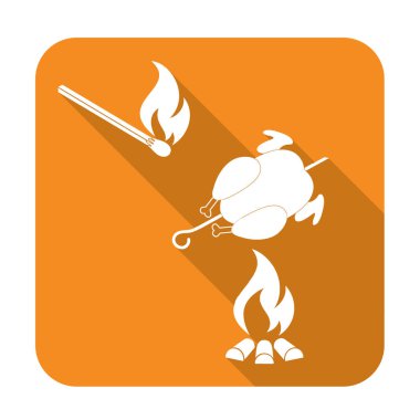 Izgara tavuk simgesi. Vektör illustratio