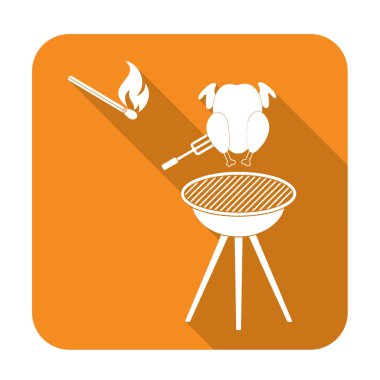 Izgara tavuk simgesi. Vektör illustratio