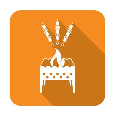 Kebap simgesi olan mangal ızgarası. Vektör illustratio