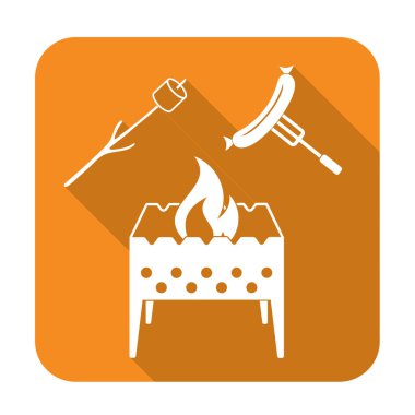 Mangal, Zephyr'i ve sosis simgesi. Vektör illustratio