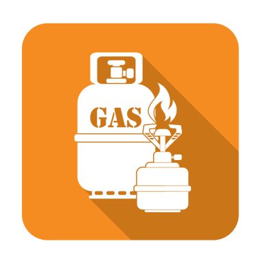 Kamp ocağı gaz şişesi simge vektör ile. Vektör çizim