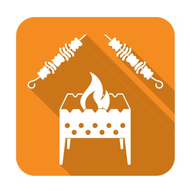 Kebap simgesi olan mangal ızgarası. Vektör illustratio