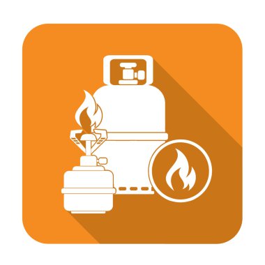 Kamp ocağı gaz şişesi simge vektör ile. Vektör çizim