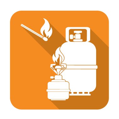 Kamp ocağı gaz şişesi simge vektör ile. Vektör çizim