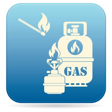 Kamp ocağı gaz şişesi simge vektör ile. Vektör çizim