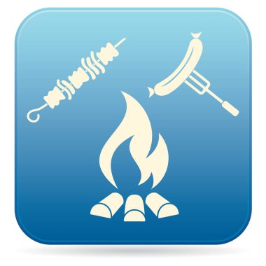 Izgara Kebap ve sosis simgesi. Vektör illustratio