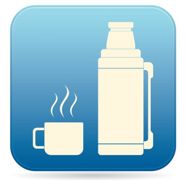 Kamp ve ekipman hiking, termos konteyner simgesi. Vektör illustratio