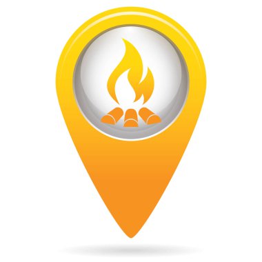 Kamp ateşi siluet simge. Vektör illustratio