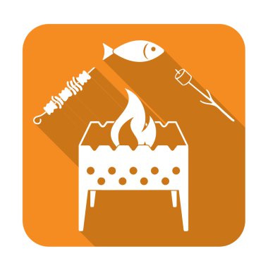 Izgara balık, Zephyr'i ve Kebap simgesi. Vektör illustratio