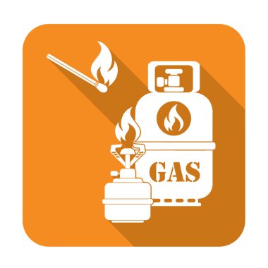 Kamp ocağı gaz şişesi simge vektör ile. Vektör çizim
