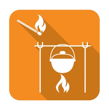 Yangın ve pot simgesi. Vektör çizim