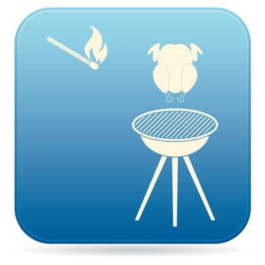 Barbekü ızgara tavuk simgesi olan. Vektör illustratio