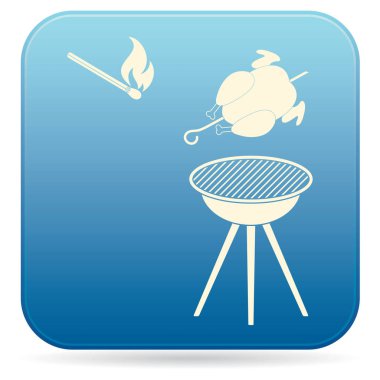 Barbekü ızgara tavuk simgesi olan. Vektör illustratio