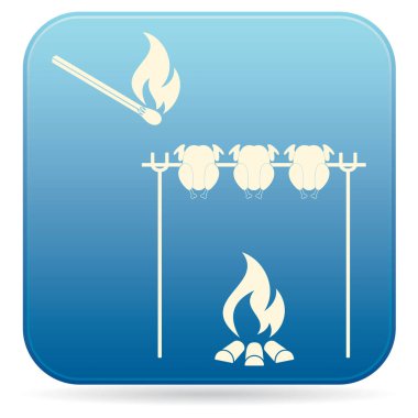 Izgara tavuk simgesi. Vektör illustratio