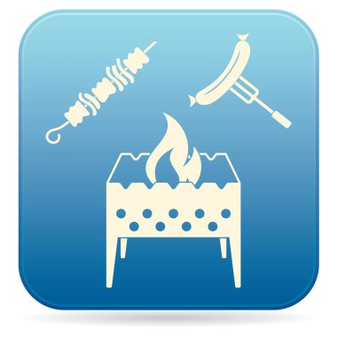 Mangal, kebap ve sosis simgesi. Vektör illustratio