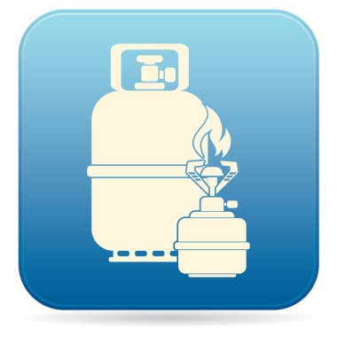 Kamp ocağı gaz şişesi simge vektör ile. Vektör çizim
