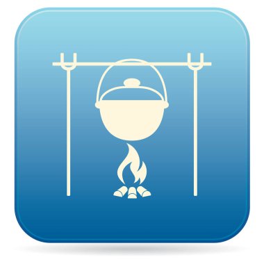 Yangın ve pot simgesi. Vektör çizim