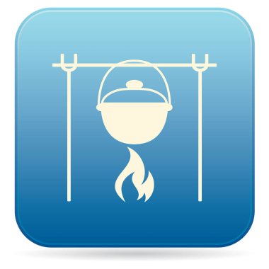 Yangın ve pot simgesi. Vektör çizim