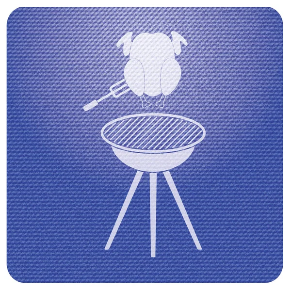Barbecue Grill Avec Icône Poulet Illustration Vectorielle — Image vectorielle