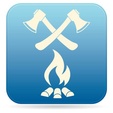 Balta ve kamp ateşi simgesi. Düz vektör illustratio