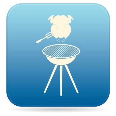 Barbekü ızgara tavuk simgesi olan. Vektör illustratio