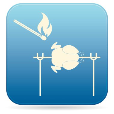 Izgara tavuk simgesi. Vektör illustratio