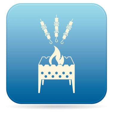 Kebap simgesi olan mangal ızgarası. Vektör illustratio