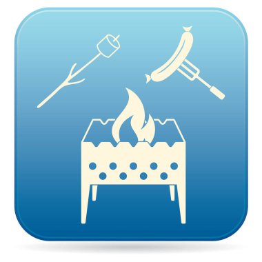 Mangal, Zephyr'i ve sosis simgesi. Vektör illustratio