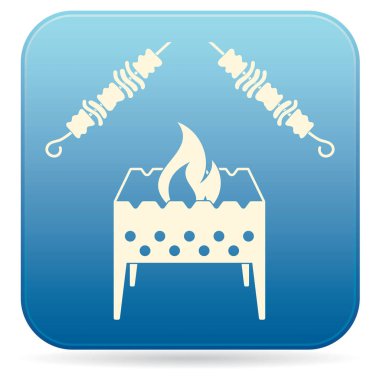 Kebap simgesi olan mangal ızgarası. Vektör illustratio