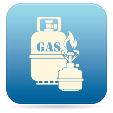 Kamp ocağı gaz şişesi simge vektör ile. Vektör çizim