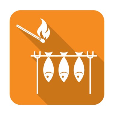 Izgara balık simgesi. Vektör illustratio