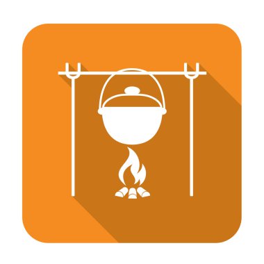 Yangın ve pot simgesi. Vektör çizim