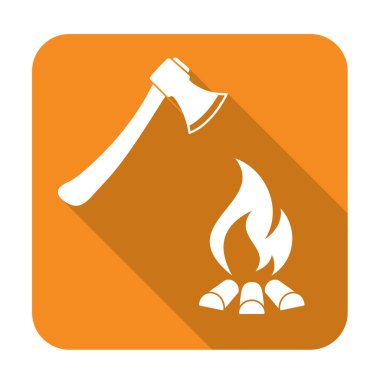 Balta ve kamp ateşi simgesi. Düz vektör illustratio