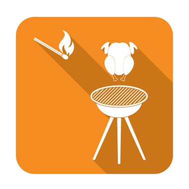 Barbekü ızgara tavuk simgesi olan. Vektör illustratio