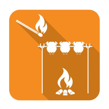 Izgara tavuk simgesi. Vektör illustratio